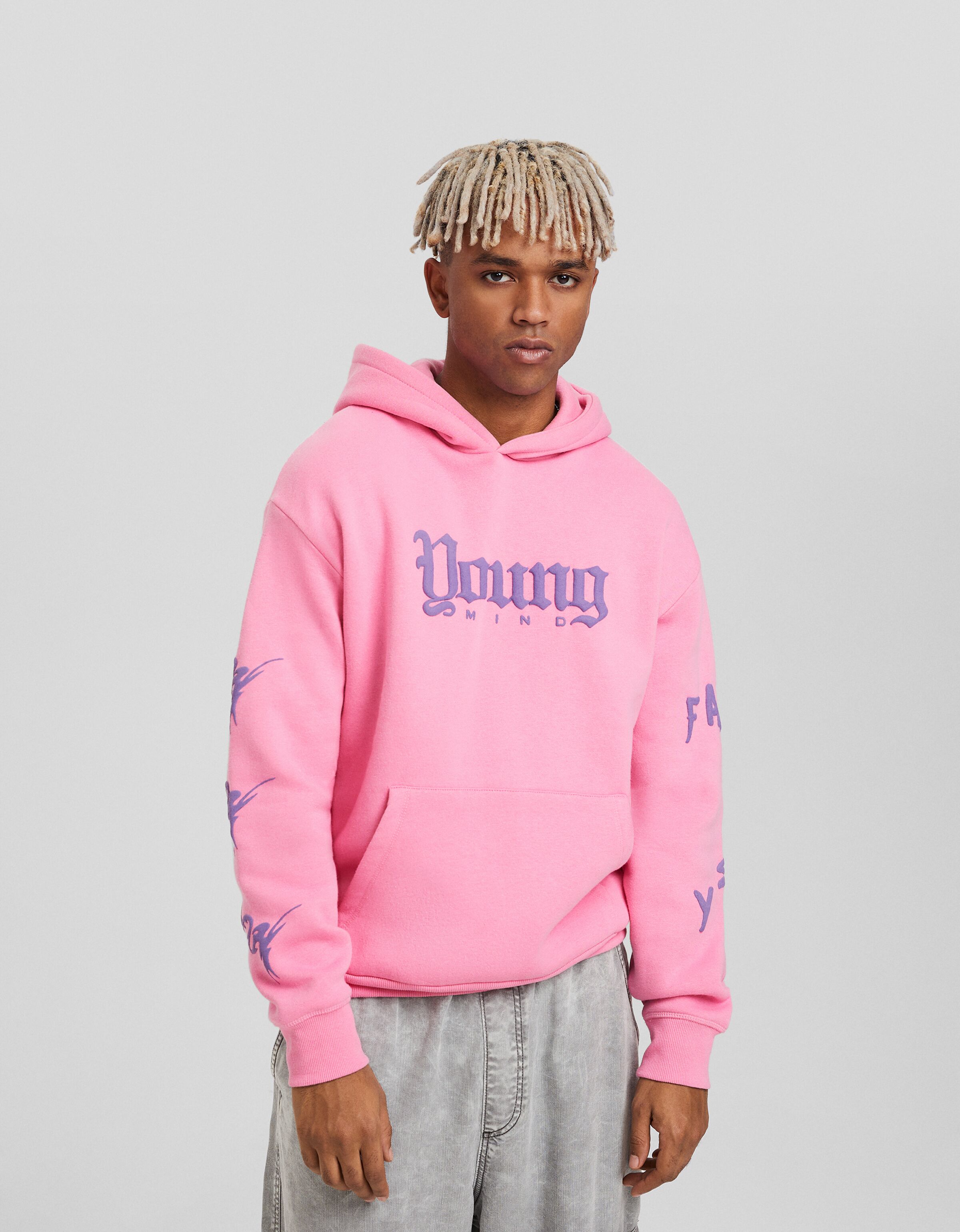 Sudadera rosa hombre bershka online