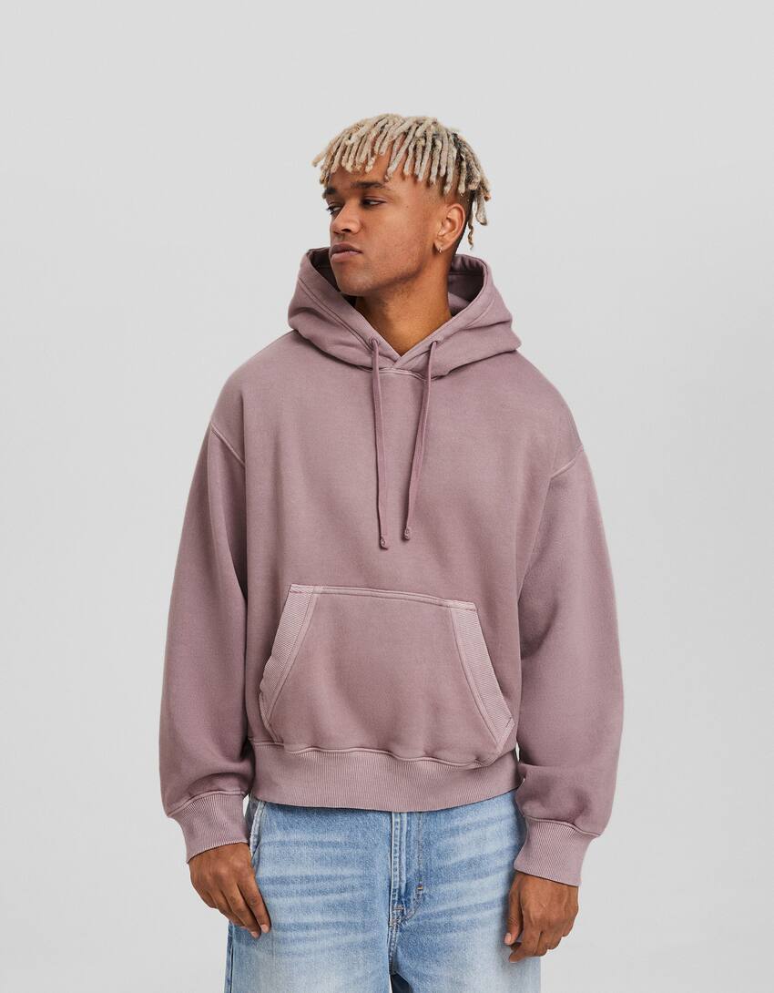 Faded-effect boxy fit hoodie-Purple-0