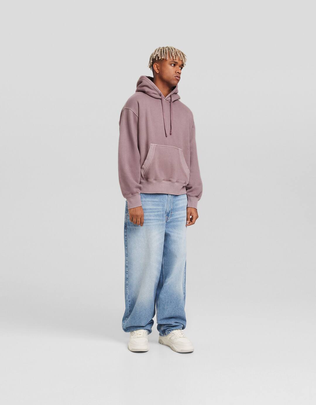 Faded-effect boxy fit hoodie