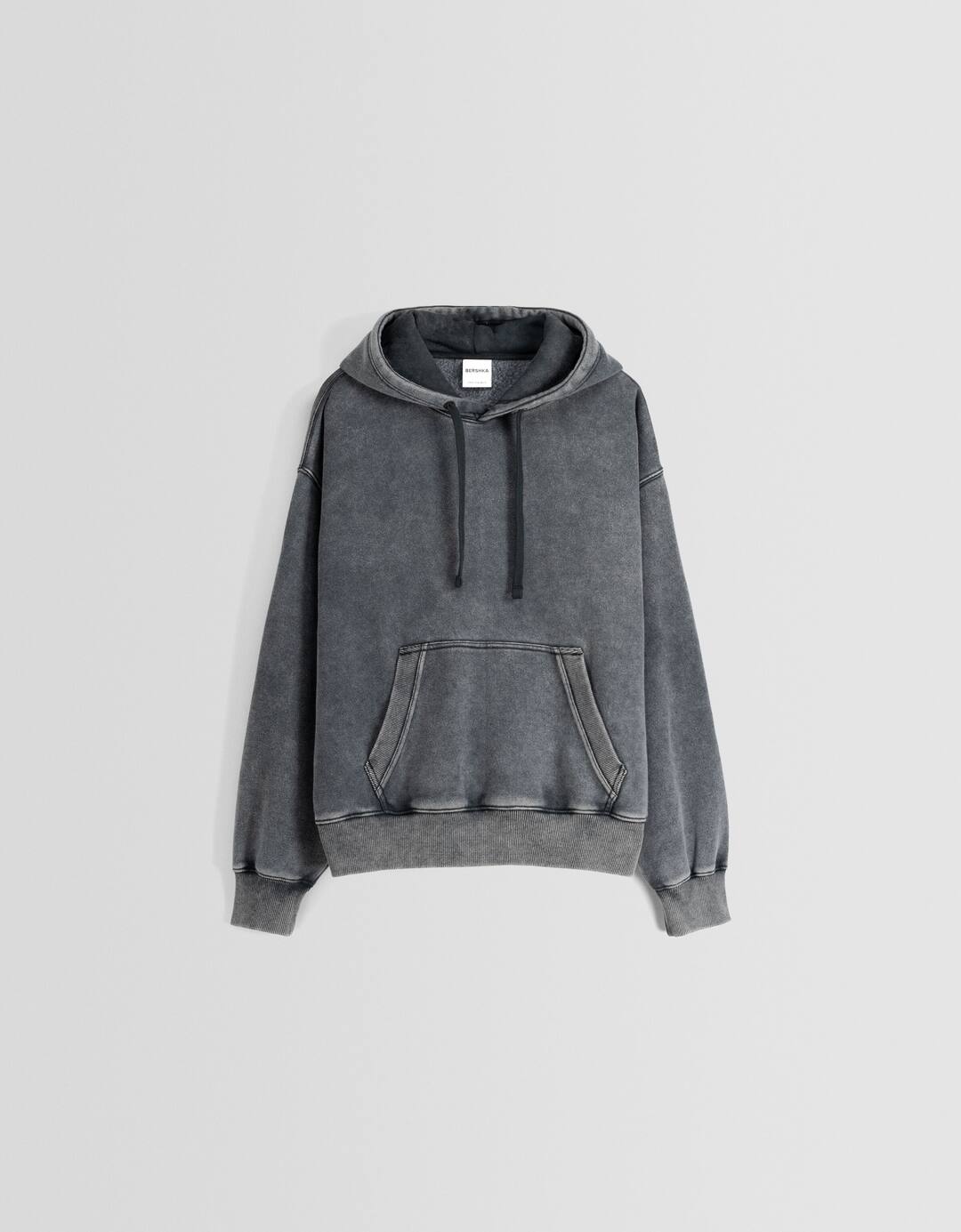 Sweatshirt capuz boxy fit efeito lavado