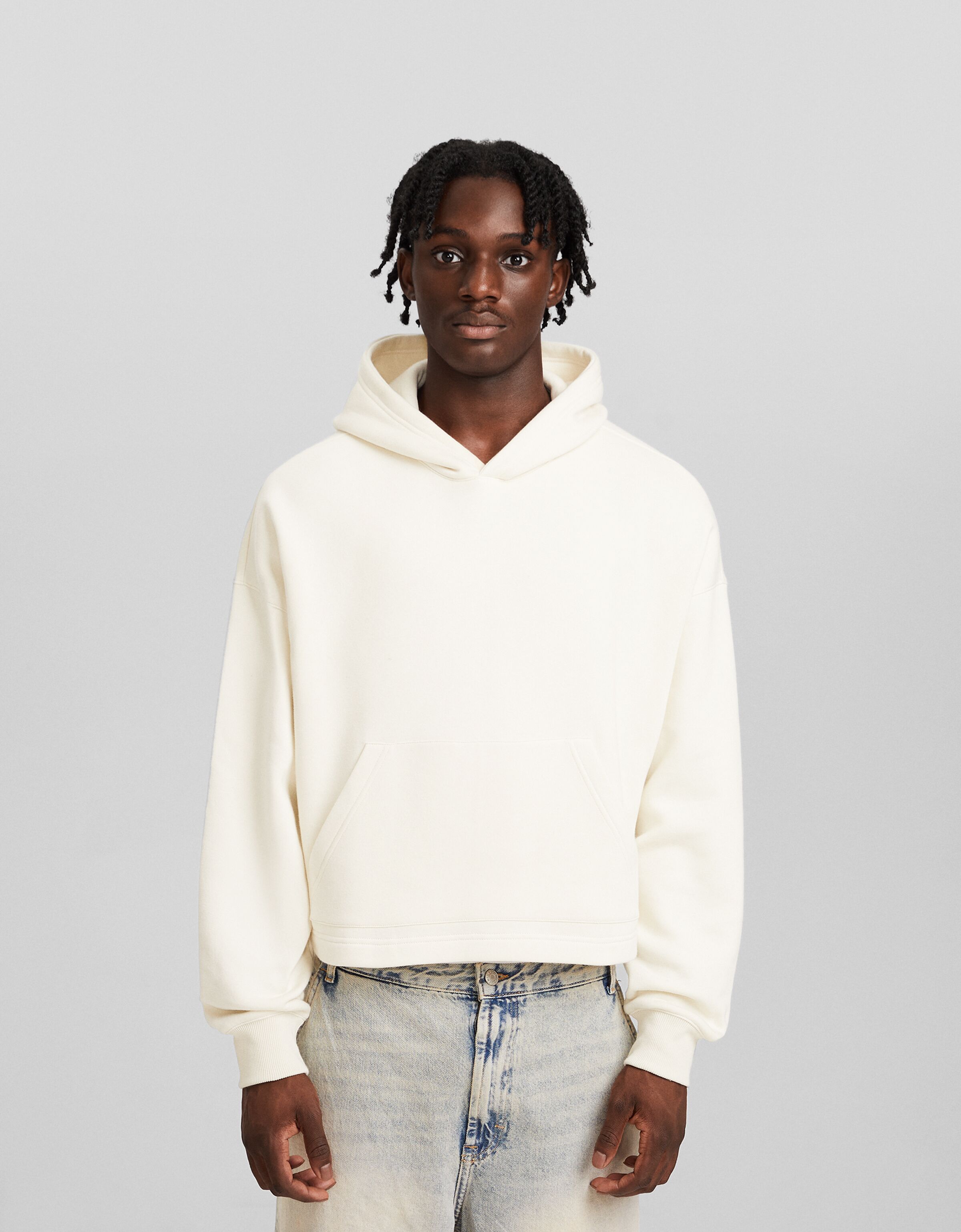 Bershka white online hoodie