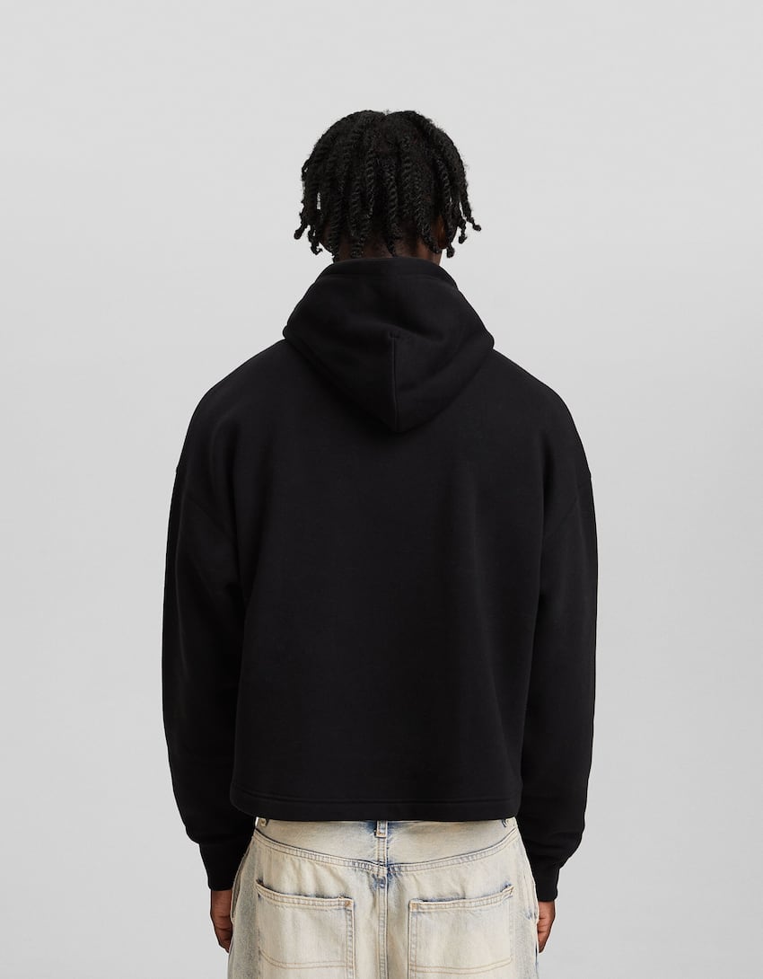 Cropped hoodie-Black-1