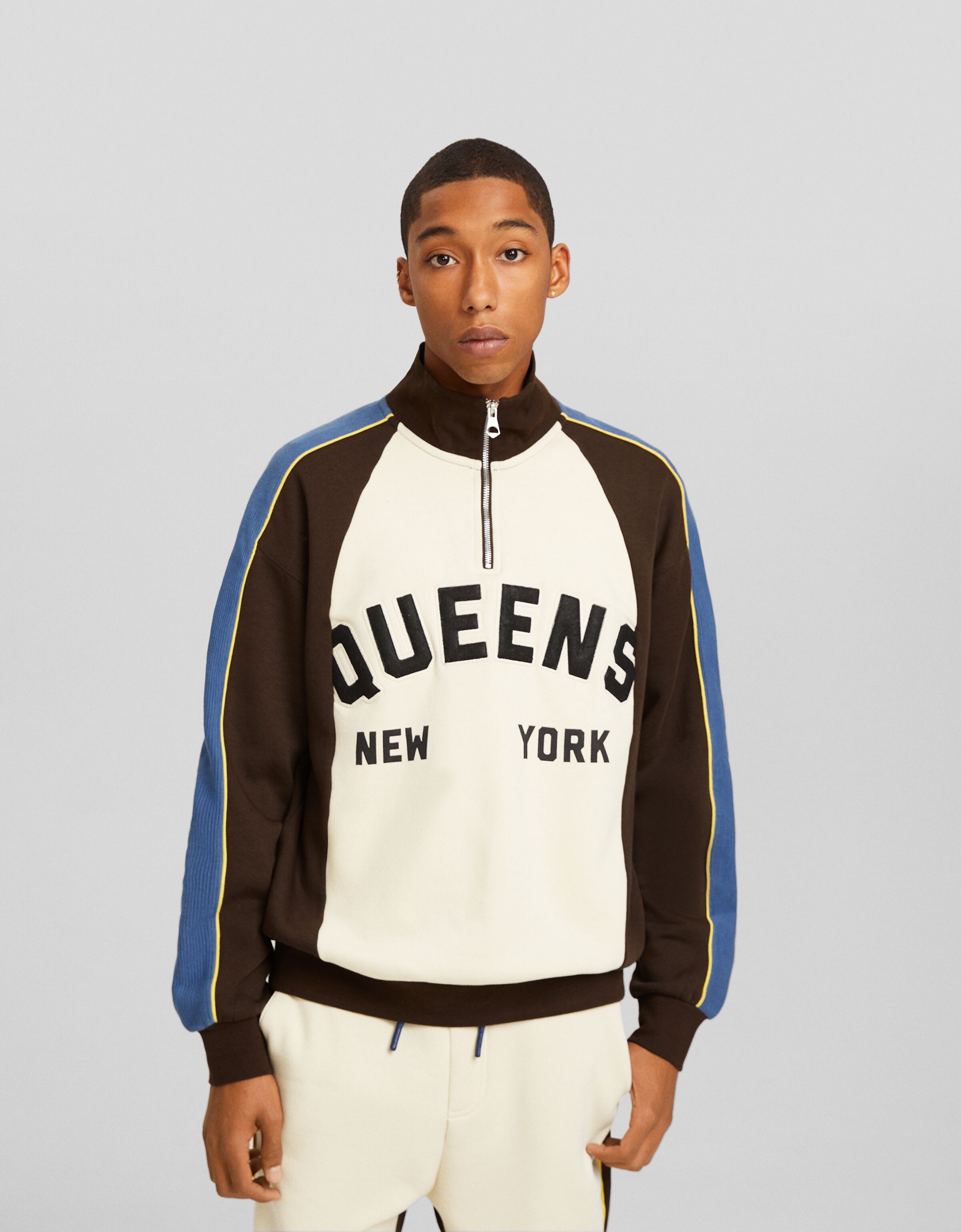 Pull col discount roulé homme bershka