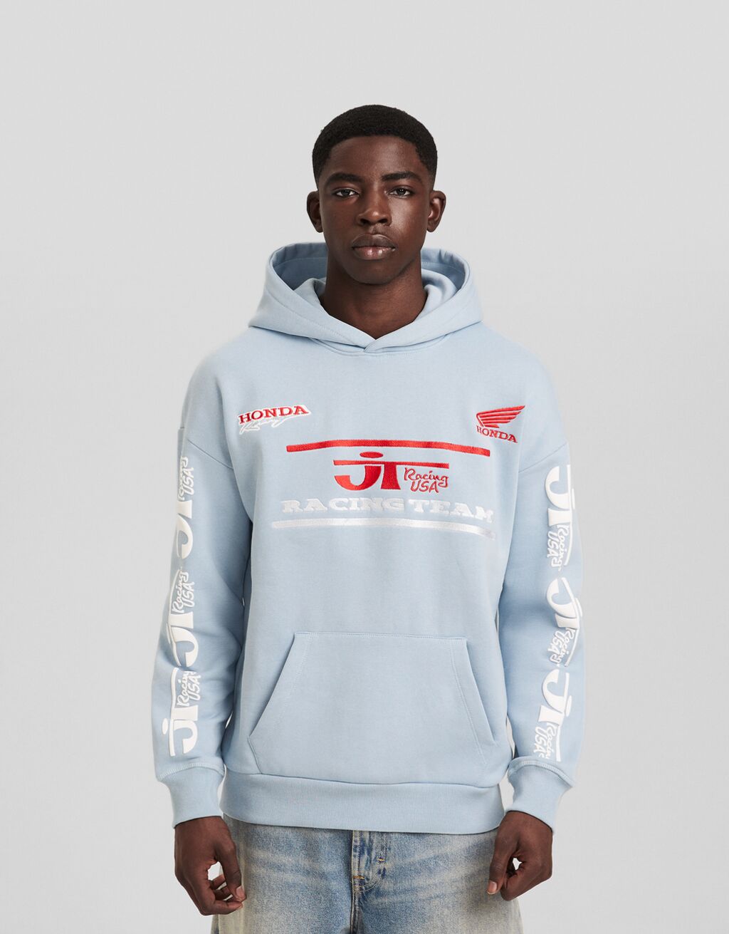 Sudadera Honda capucha oversize print Hombre Bershka