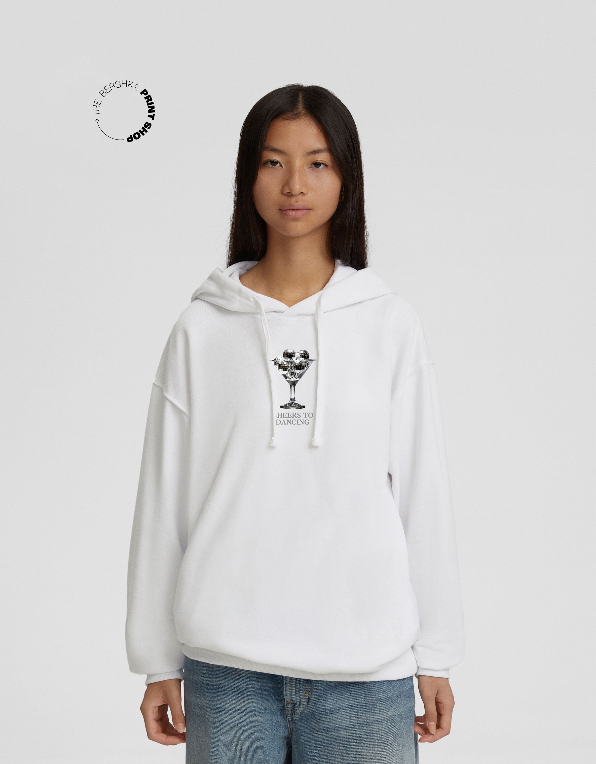 Bershka clearance white hoodie