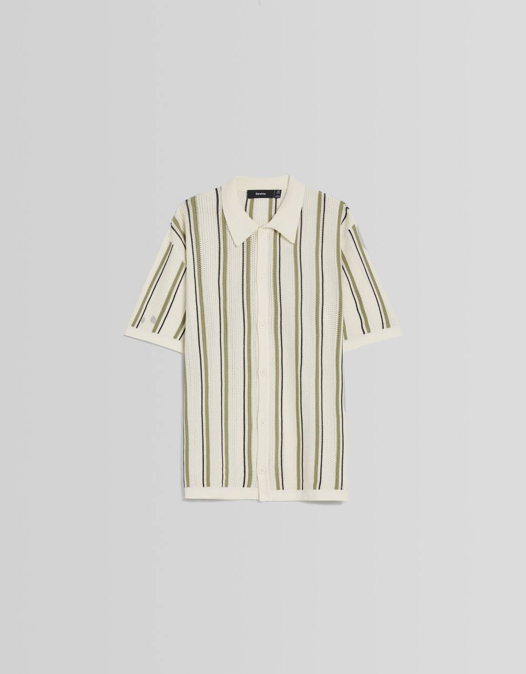 Camisa manga corta calados rayas