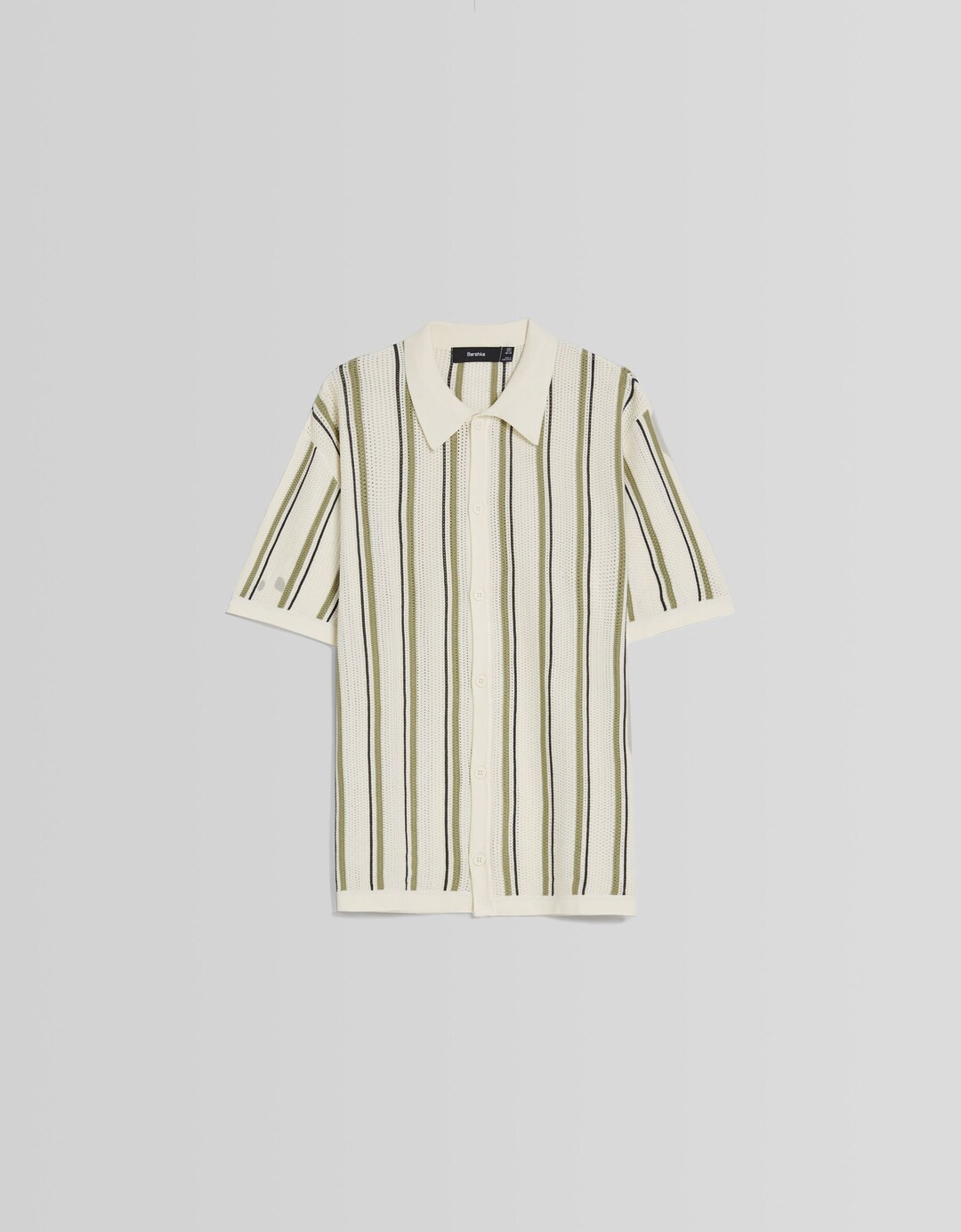 Camicia a maniche corte traforata a righe