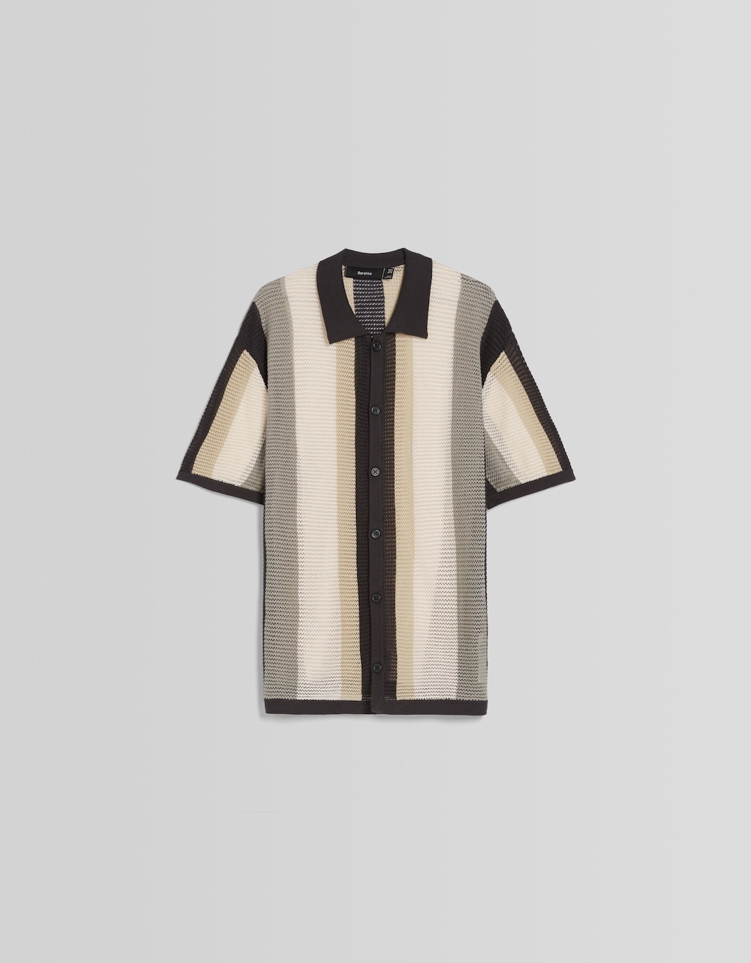 Striped openwork short sleeve shirt