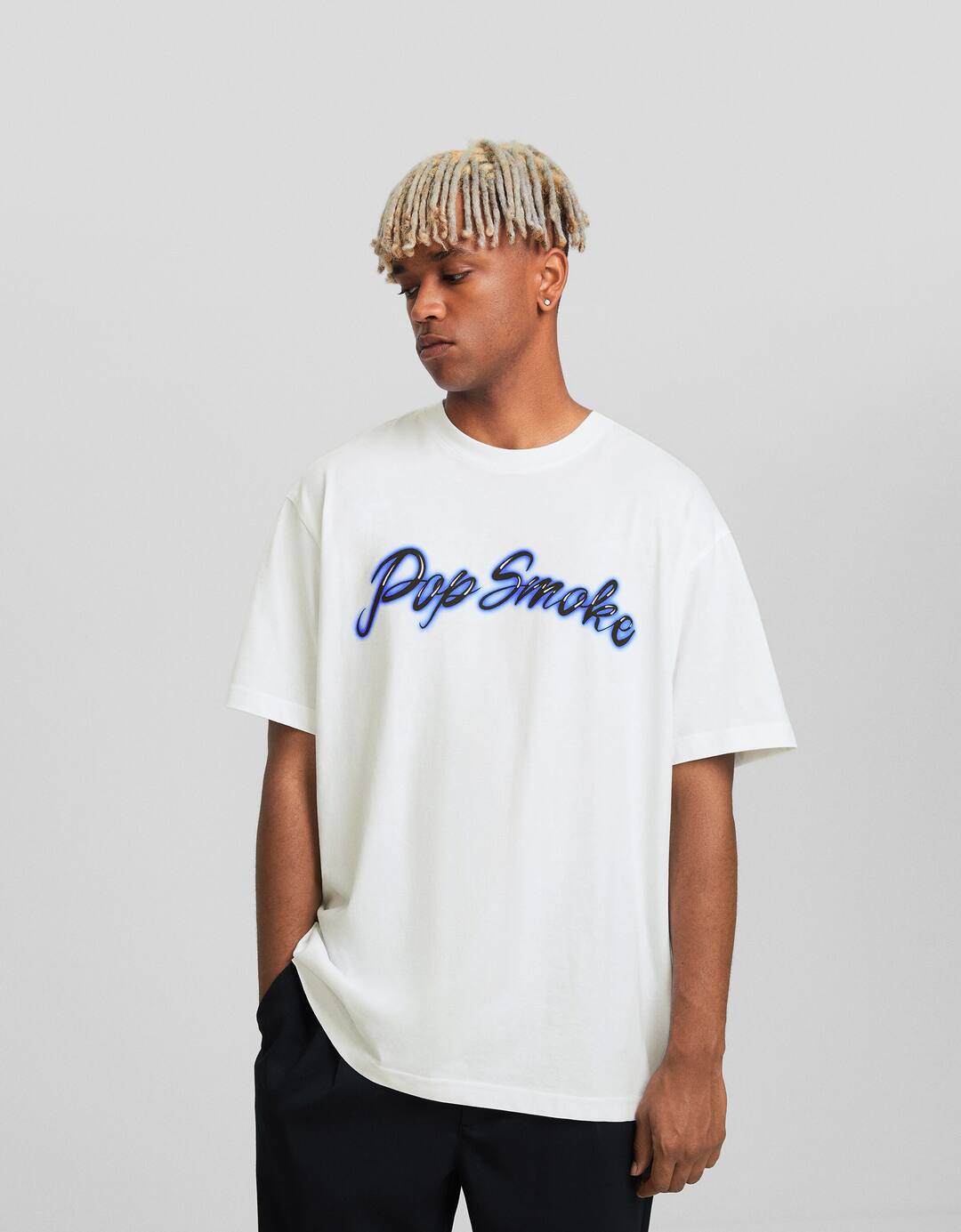 Pop Smoke print short sleeve boxy fit T-shirt