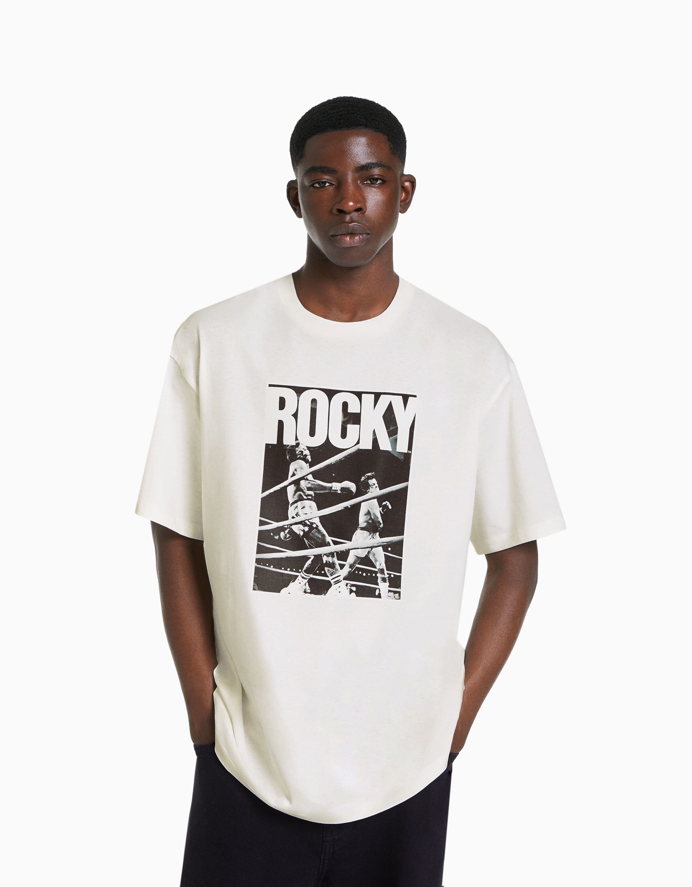 Camiseta Rocky manga corta boxy fit Hombre Bershka