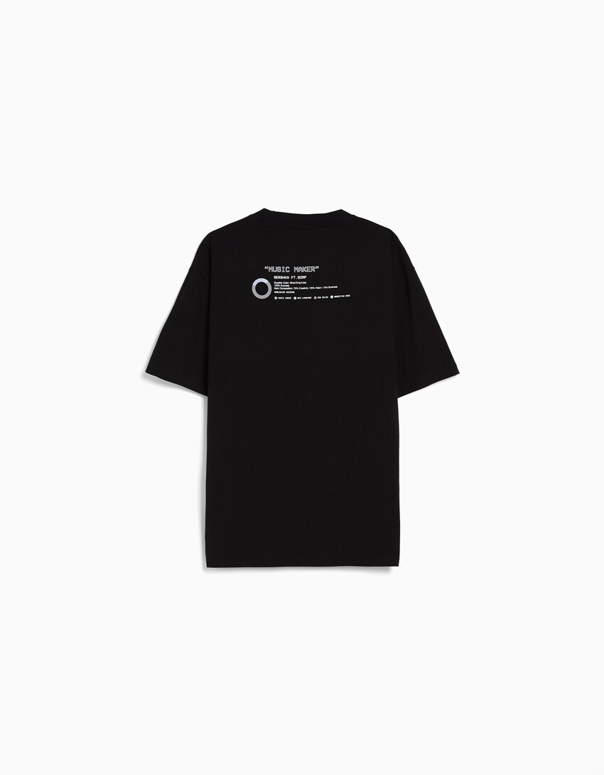 Camiseta BERSHKA ft. BIZARRAP boxy fit print-Negro-5