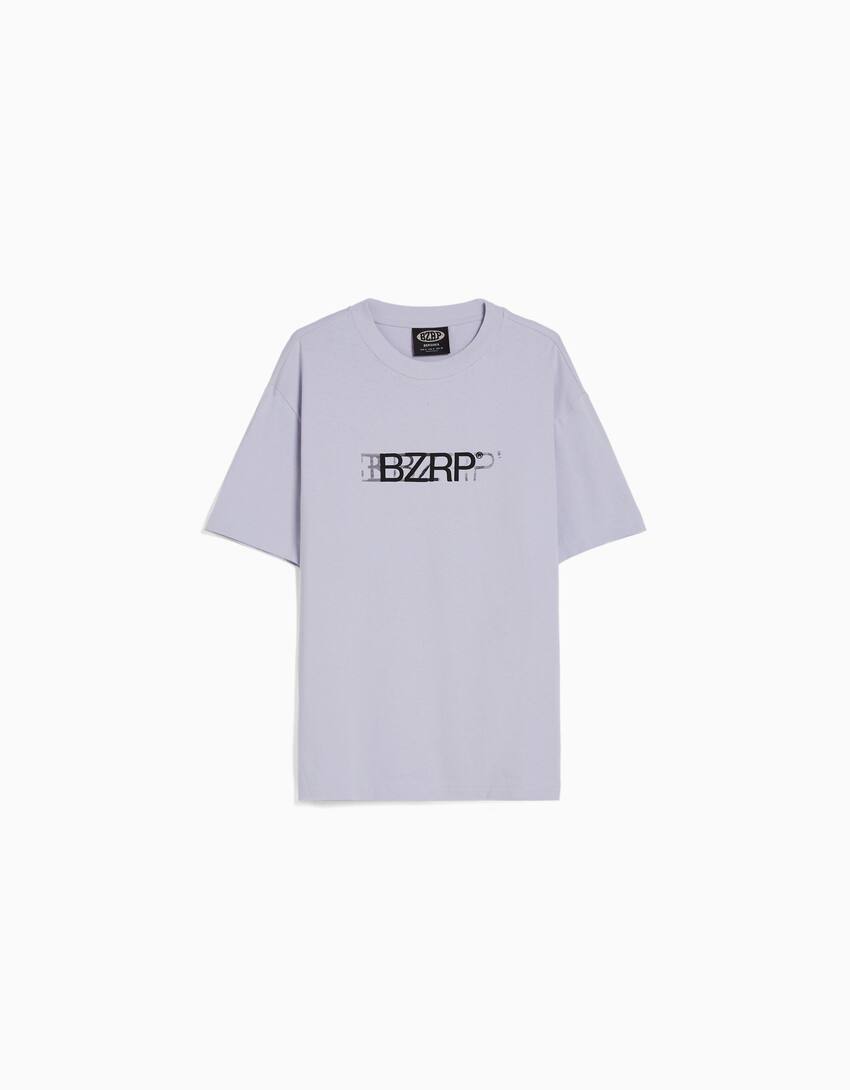 BERSHKA ft. BIZARRAP print boxy fit T-shirt-Violet-5
