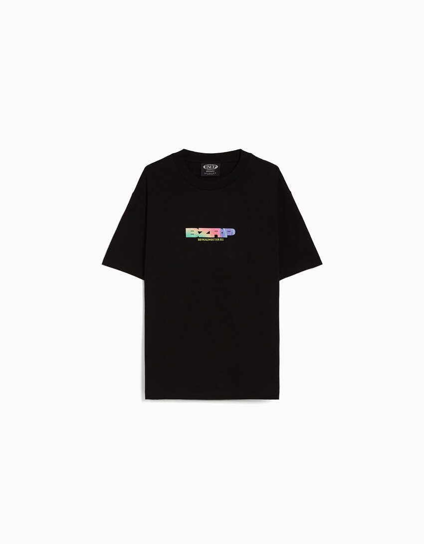 Camiseta BERSHKA ft. BIZARRAP boxy fit print-Negro-5