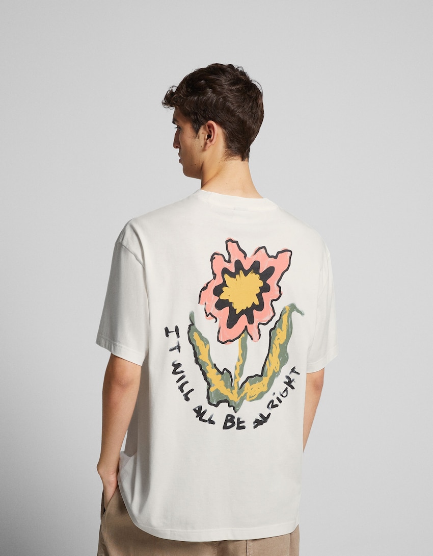 Boxy-fit short sleeve floral print T-shirt - Men | Bershka