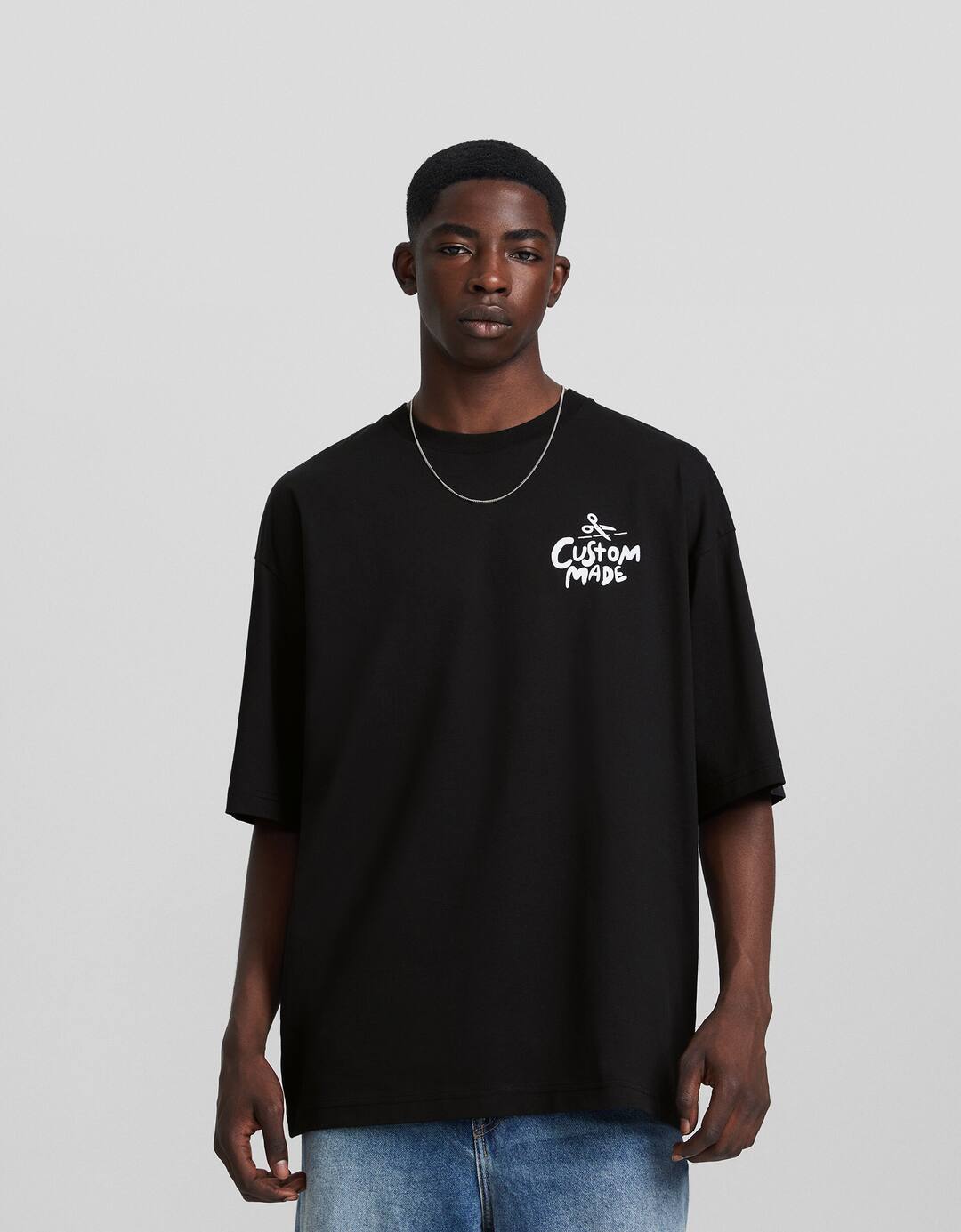 Extra loose short sleeve T-shirt with print