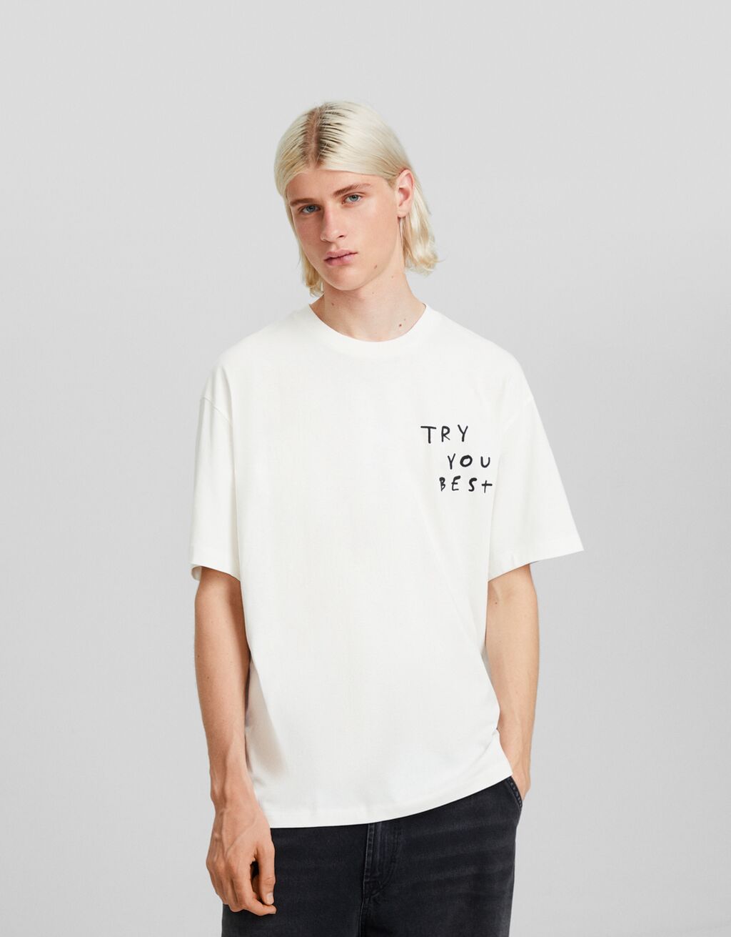 Print boxy fit short sleeve T shirt Men Bershka