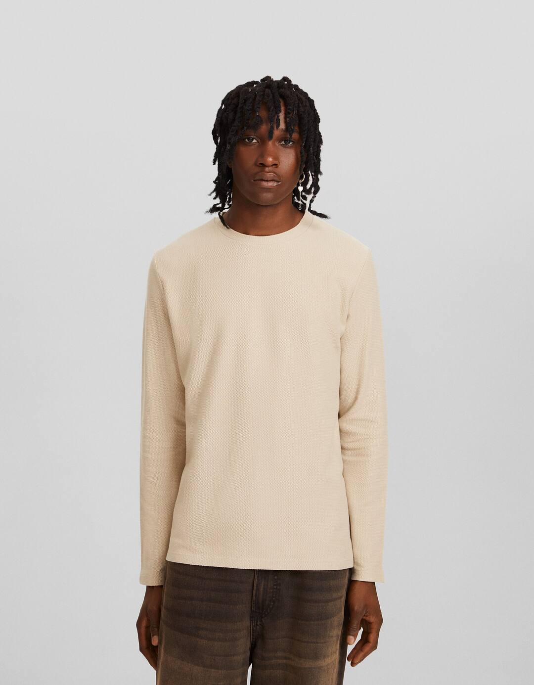 Textured long sleeve T-shirt