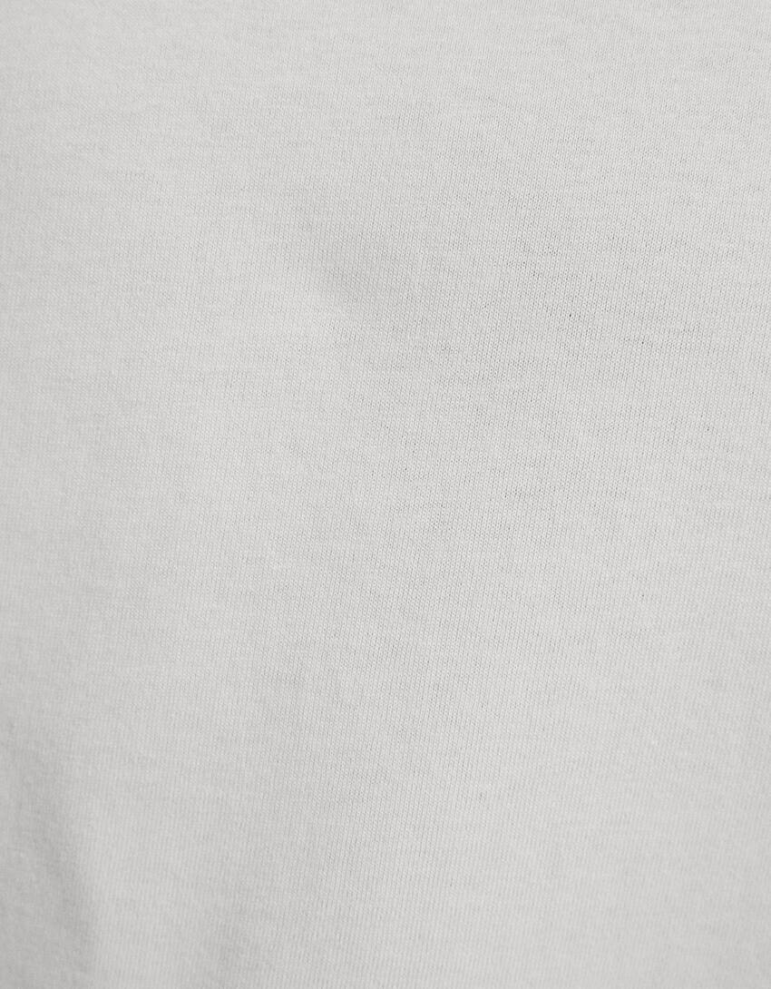Boxy fit cropped short sleeve T-shirt-Stone-5
