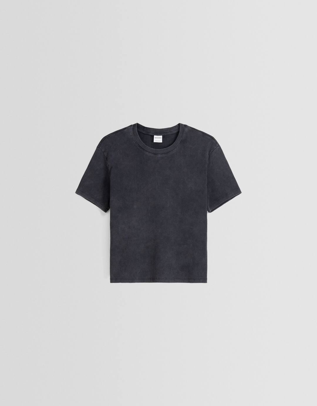 Short sleeve faded effect cropped T-shirt