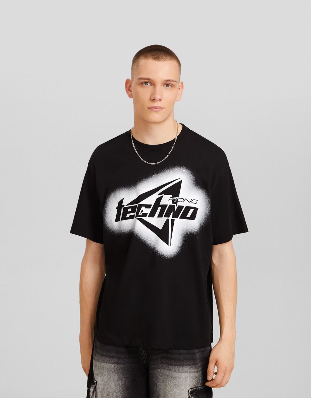 Print boxy fit short sleeve T shirt Men Bershka
