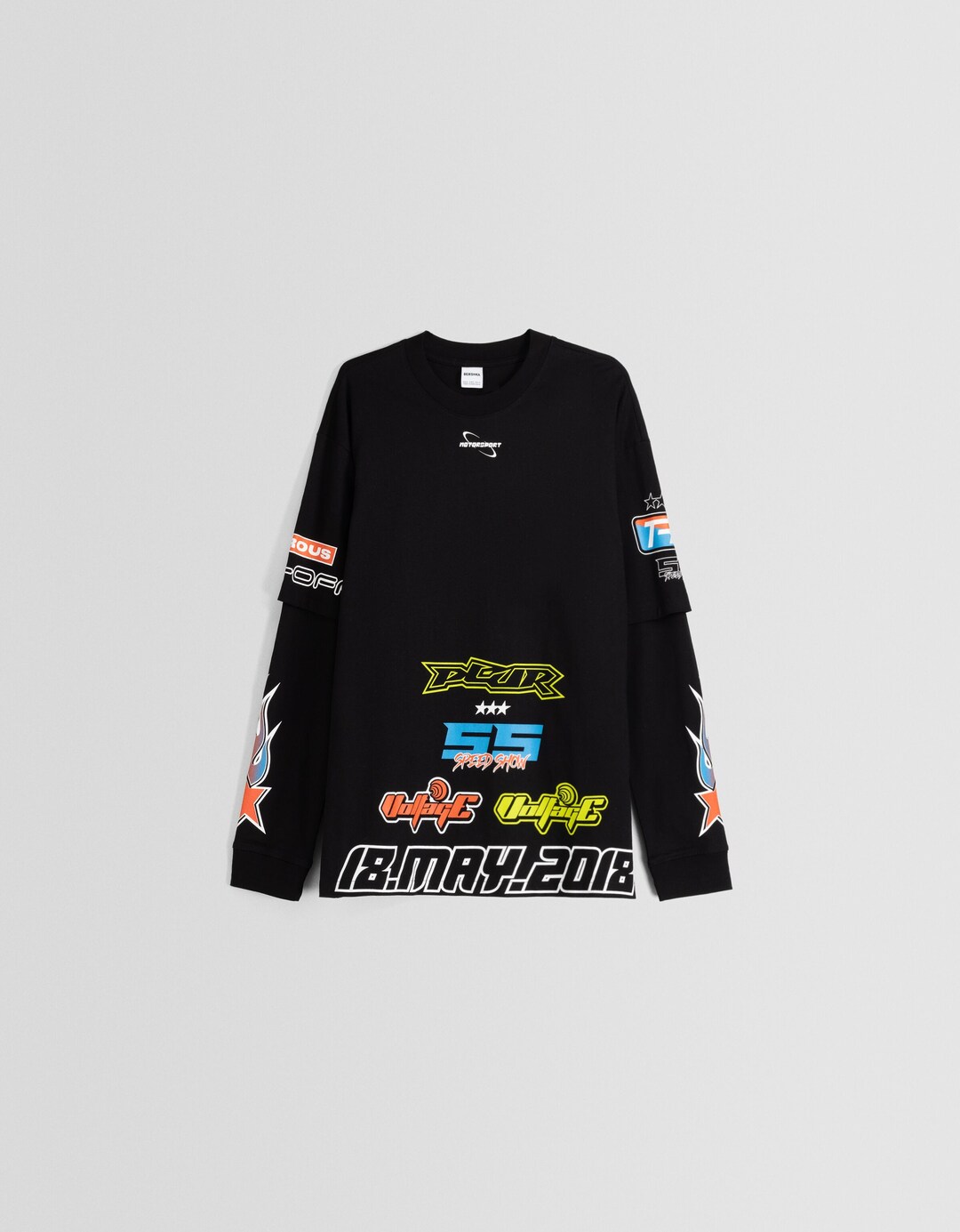 Oversize-Langarmshirt mit Racing-Print