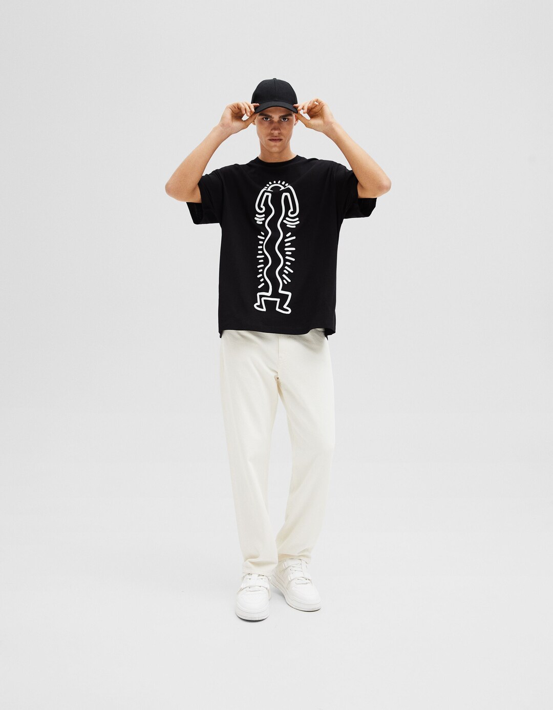 Keith Haring estanpatudun boxy fit kamiseta mahuka-motza