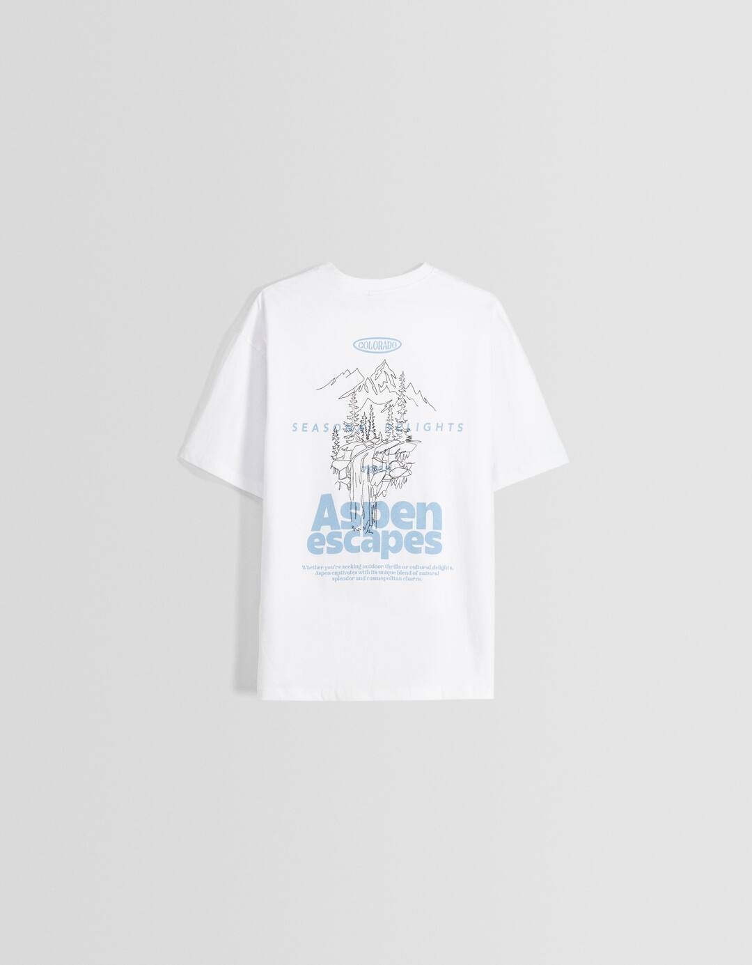 Camiseta manga corta boxy fit print bordado