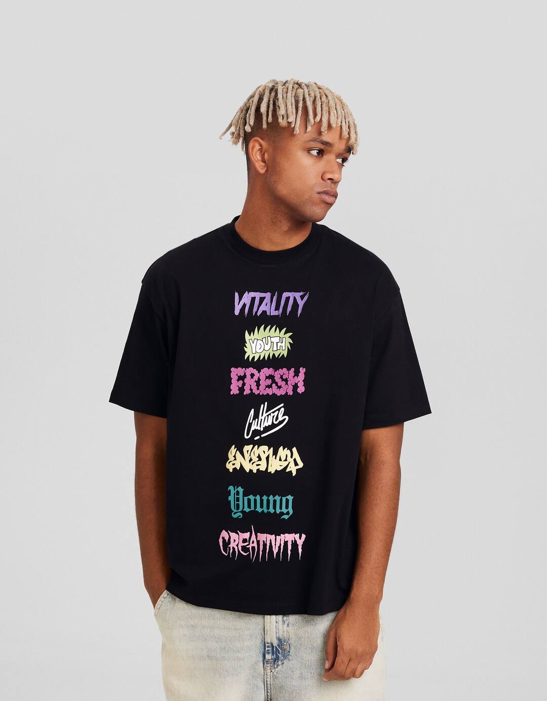 Print boxy fit short sleeve T-shirt