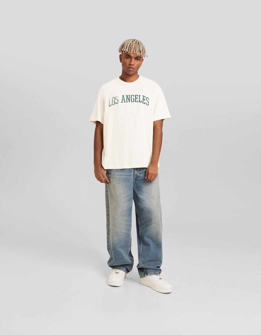 Boxy fit short sleeve varsity print T-shirt