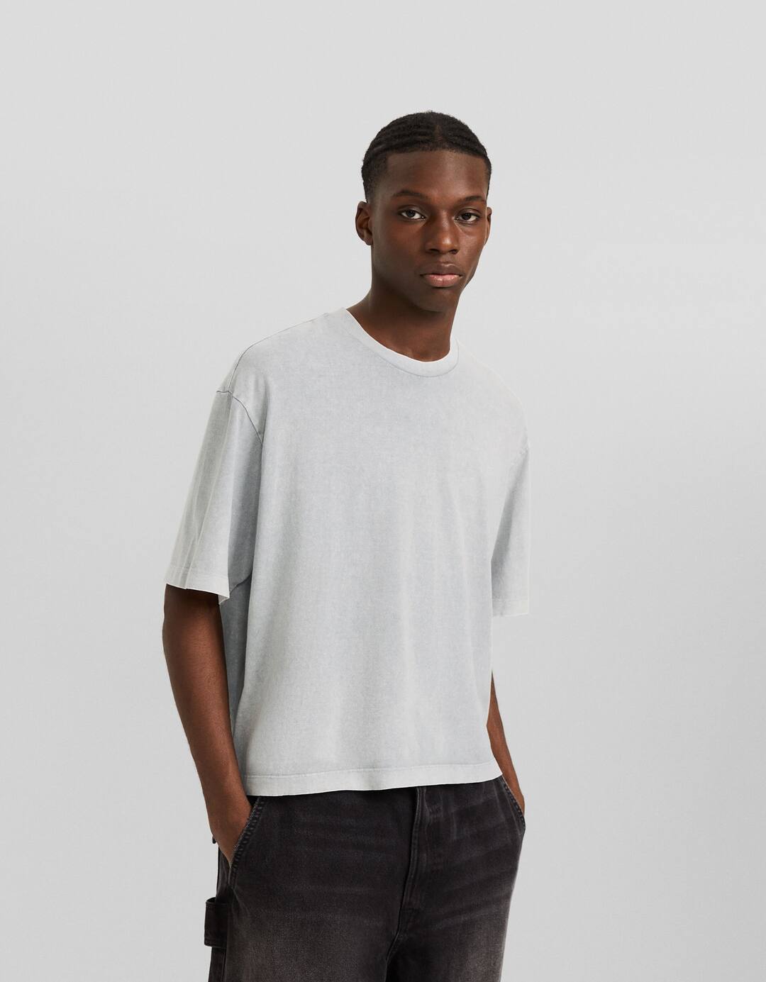 Short sleeve faded cropped boxy fit T-shirt
