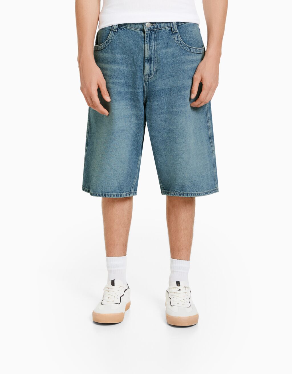 Baggy denim Bermuda shorts Men Bershka