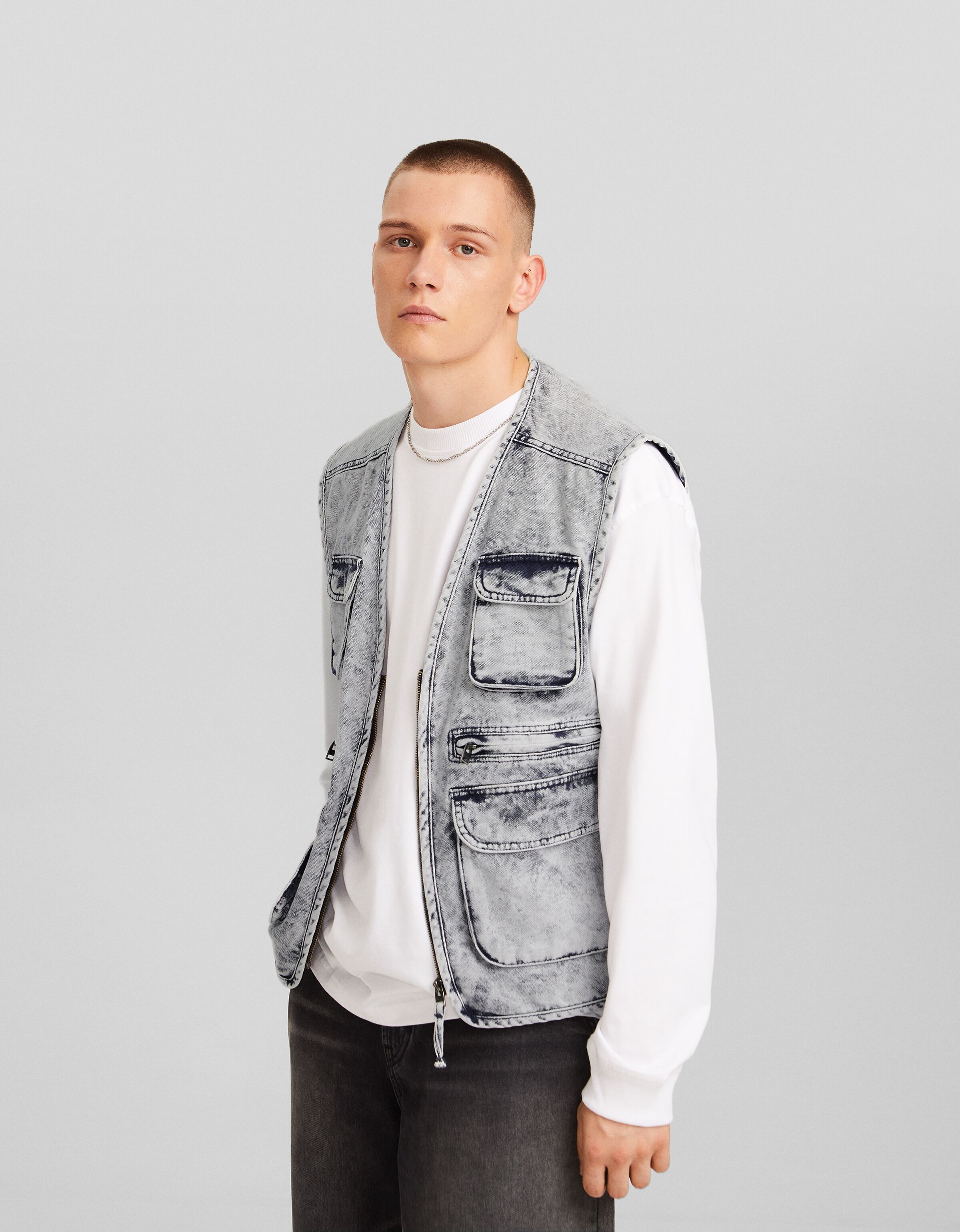 White denim vest sales mens