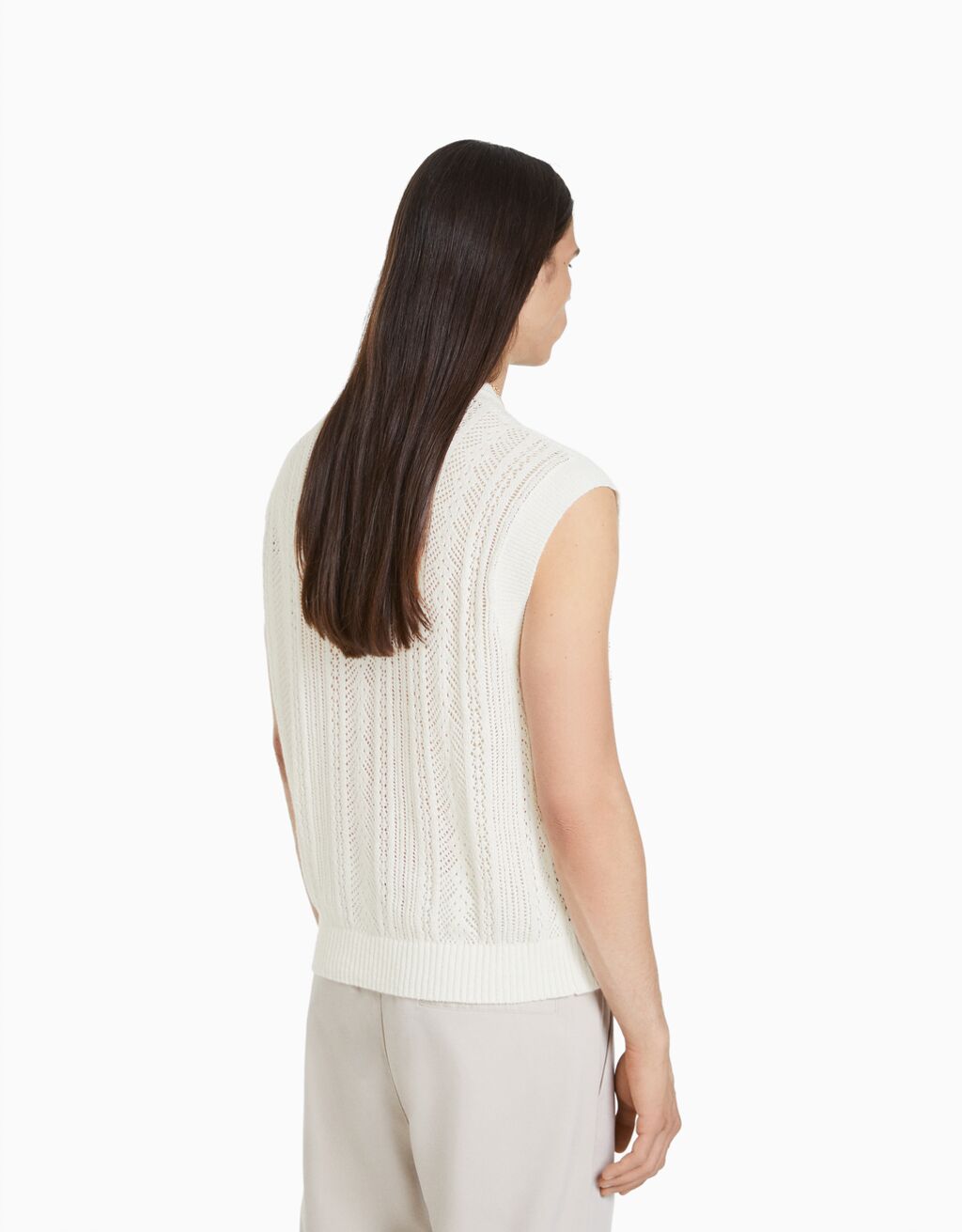 Cropped crochet knit vest Women Bershka