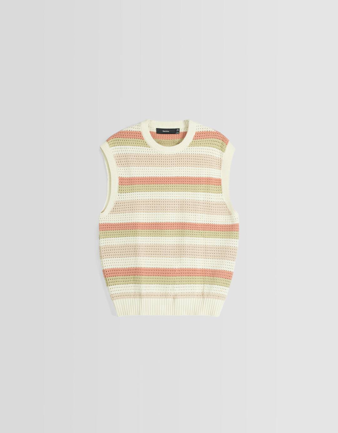 Striped crochet vest