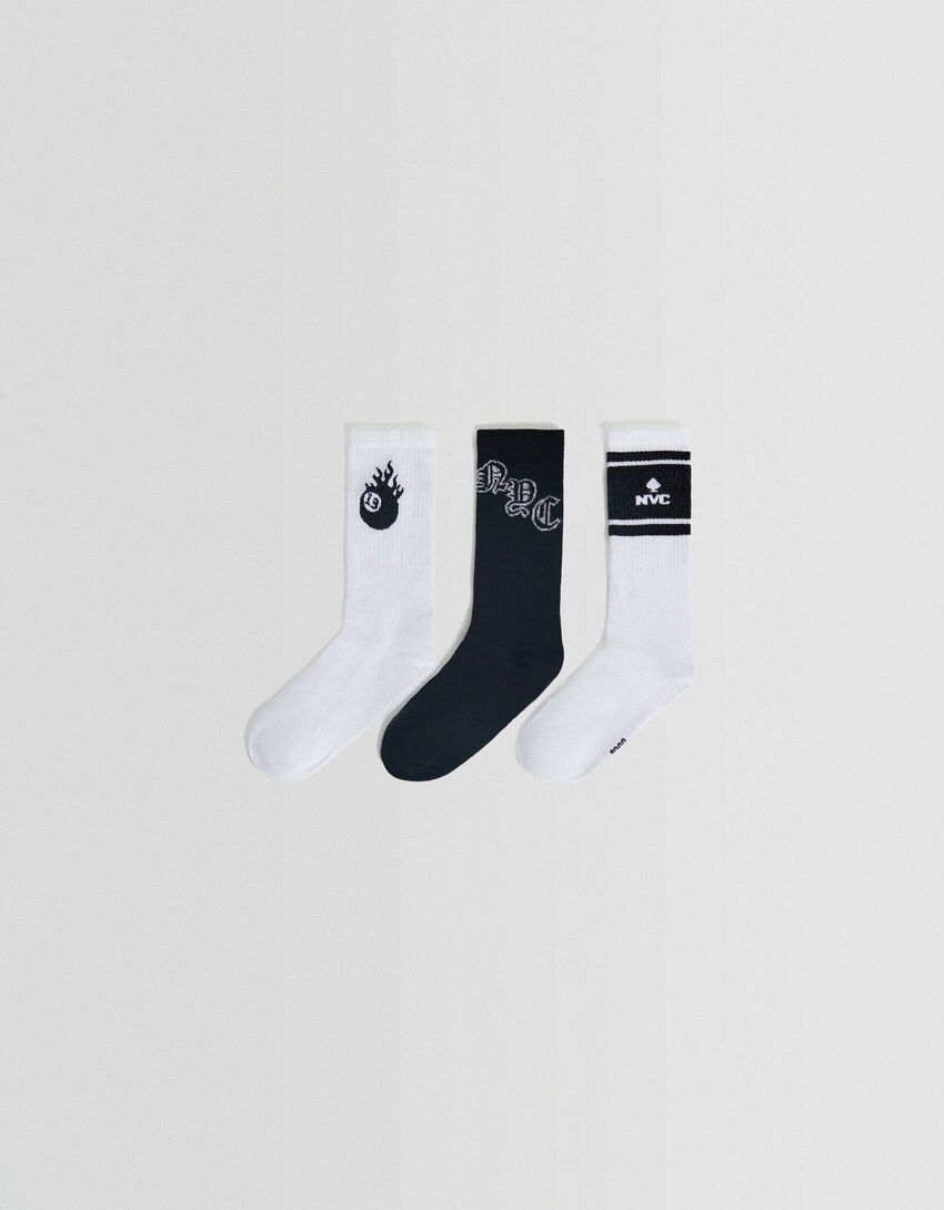 Pack 3 calcetines print-Blanco-0