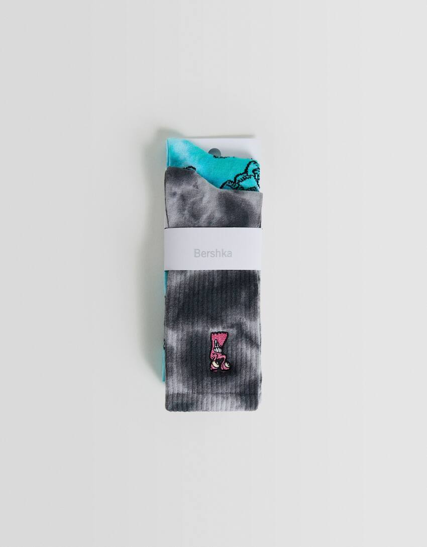 Pack of 2 tie-dye socks-Black-4