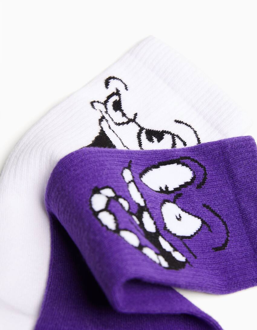 Pack of 3 pairs of printed socks-Violet-1