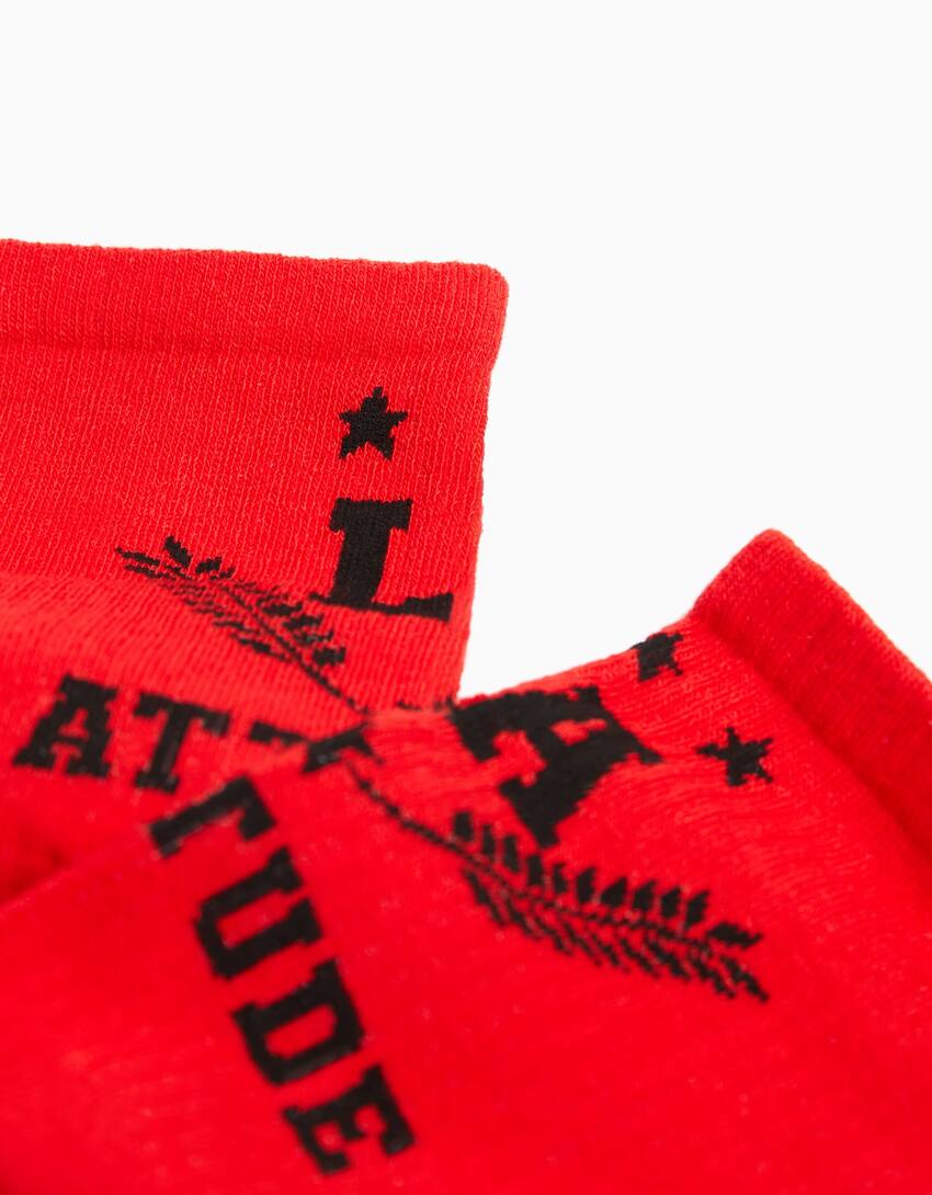 Набор из 3 пар носков с принтом-Красный-3