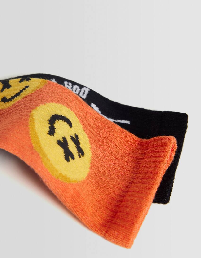 Pack of 3 pairs of printed socks-Yellow-1