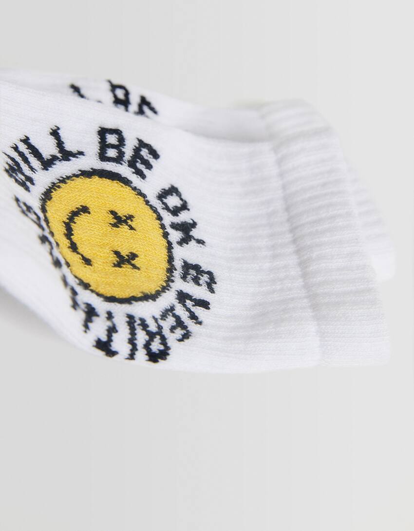 Pack of 3 pairs of printed socks-Yellow-3