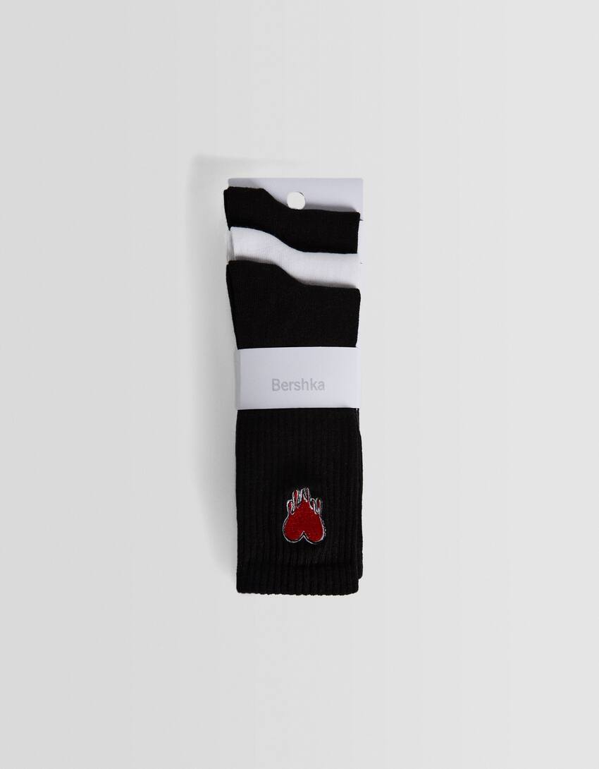 Pack of 3 pairs of embroidered Stitch socks-Black-4