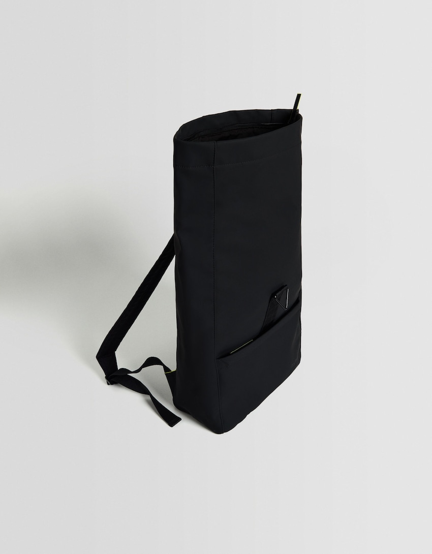 Gumowany plecak-Czarny-0