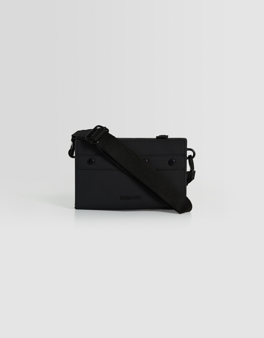 Sztywna torebka na ramię przypominająca kuferek-Czarny-0