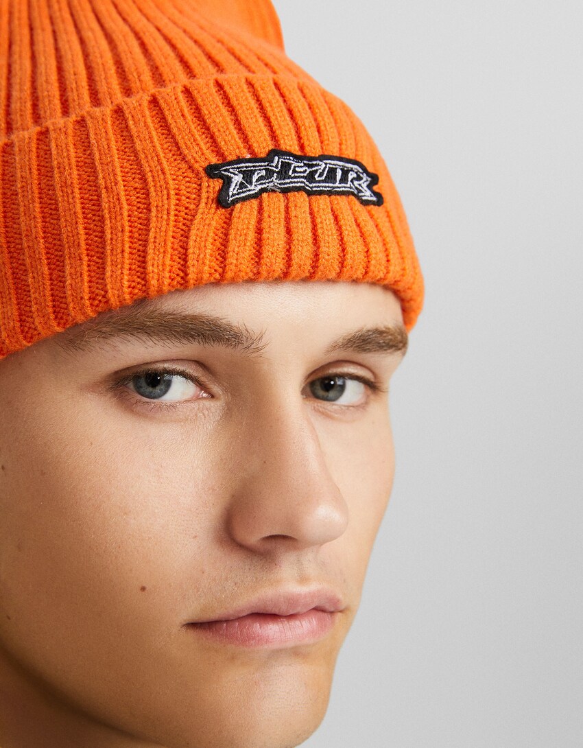 Beanie txano brodatua-Laranja-3