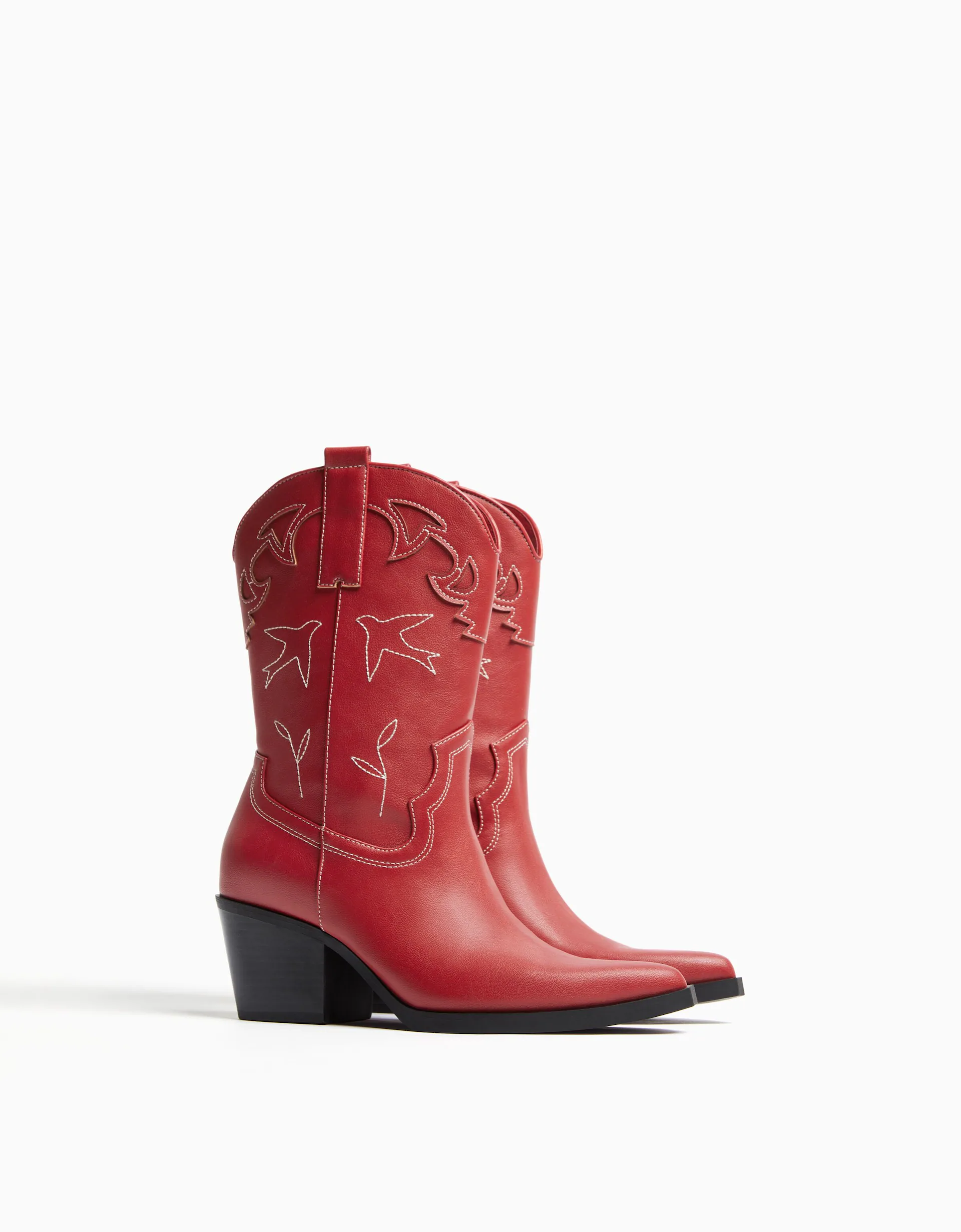 Bershka cowboy boots in red