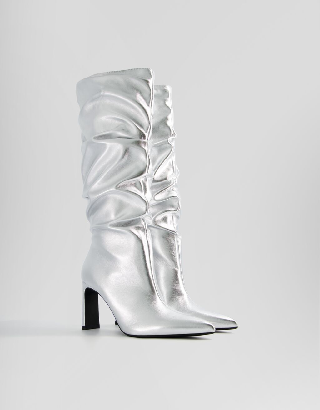 Slouchy metallic high-heel boots-SILVER-0