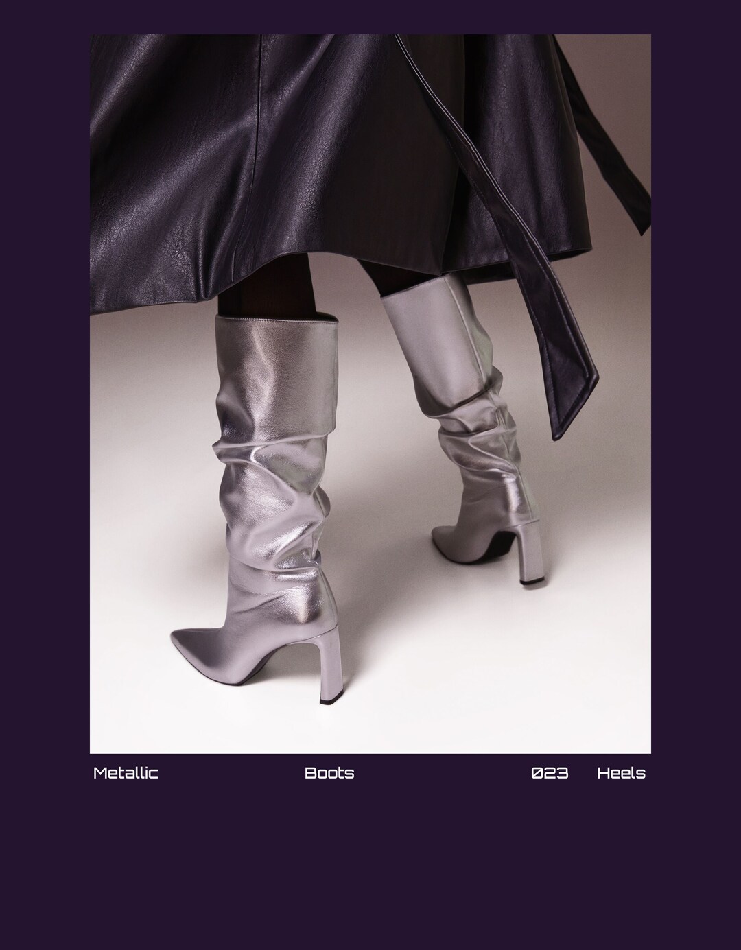 Slouchy metallic stiletto heel boots