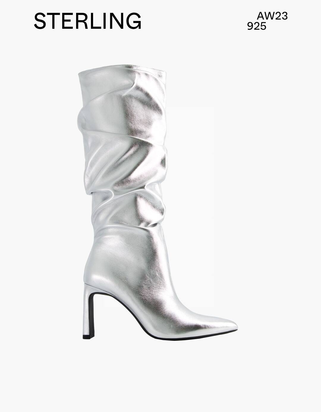 Slouchy metallic high-heel boots