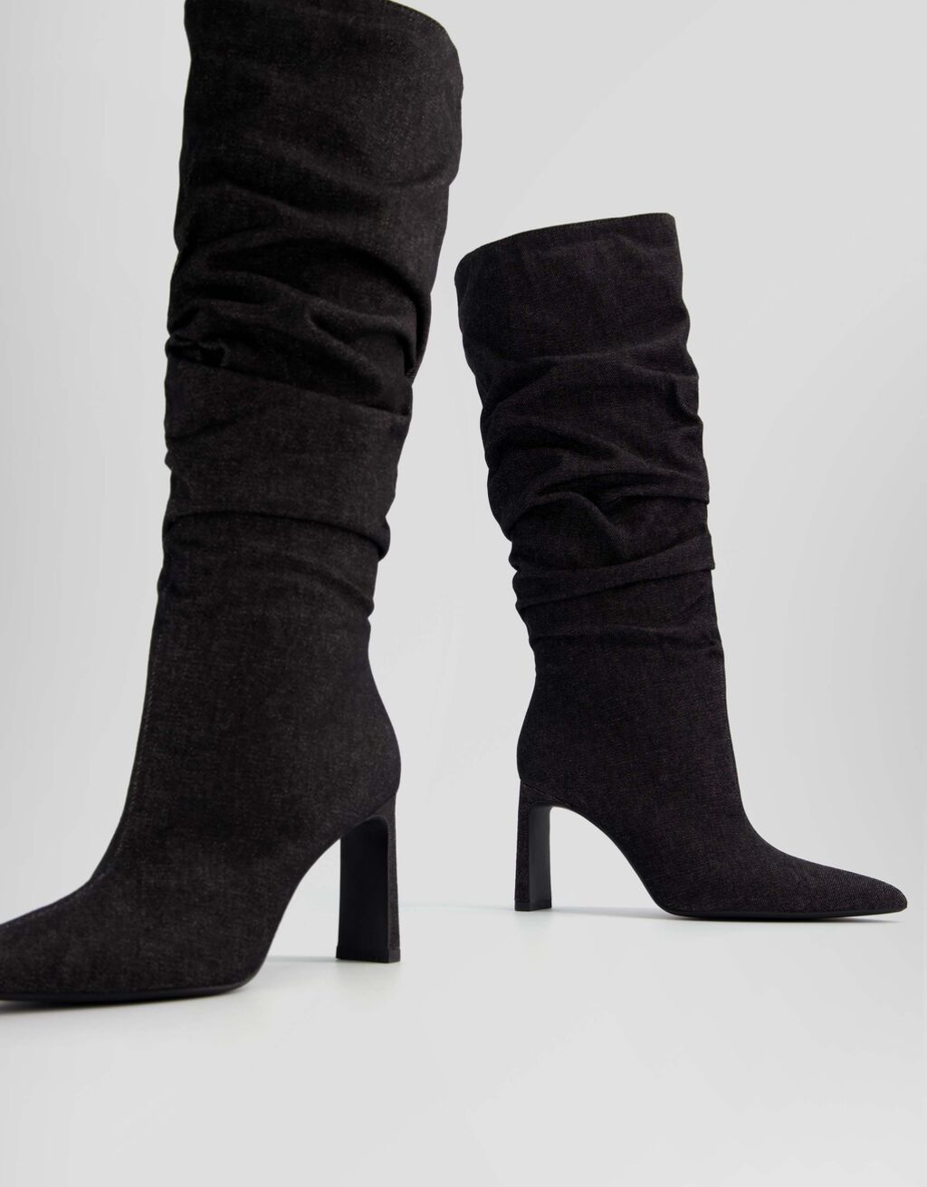 Slouchy denim high-heel boots - Women | Bershka