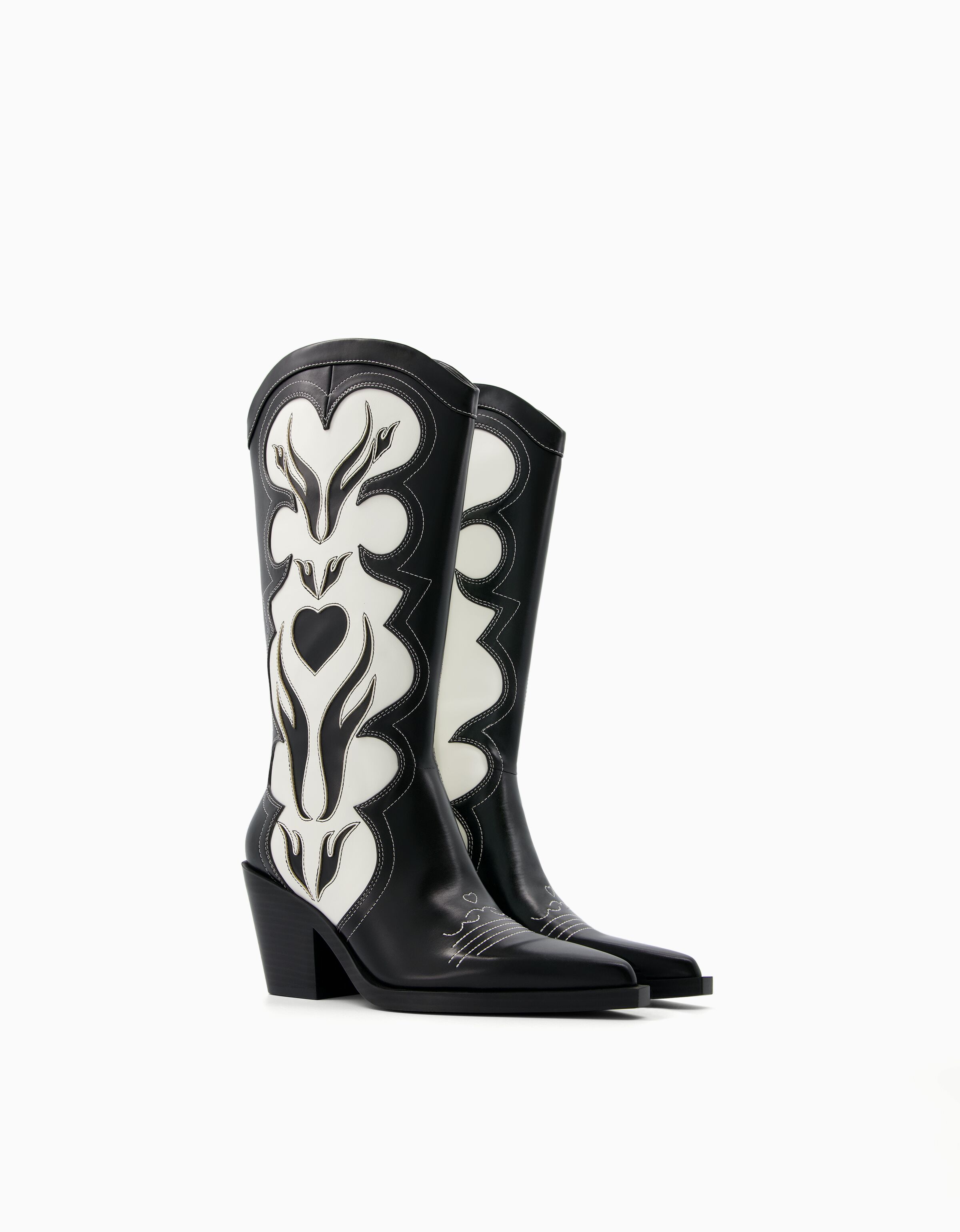 Botas tac n cowboy combinadas bordados Zapatos Mujer Bershka